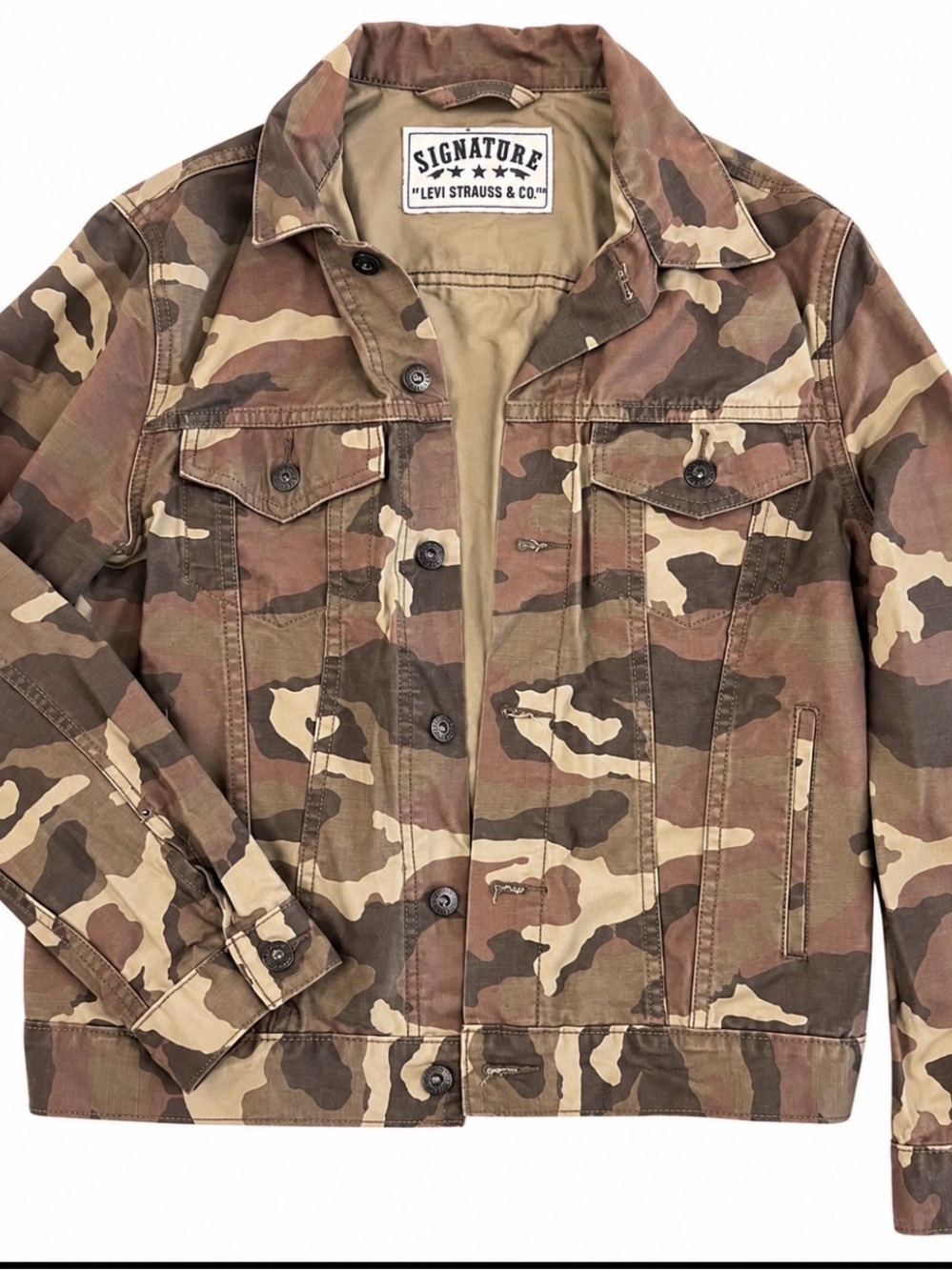 Signature by Levi Strauss Men's Camo Utility Jacket - Brown/Green/Tan